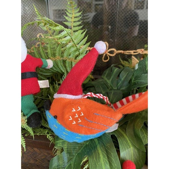 Lot of 3 Felt Santa Claus Bird and Elf Ornaments - Picture 8 of 12